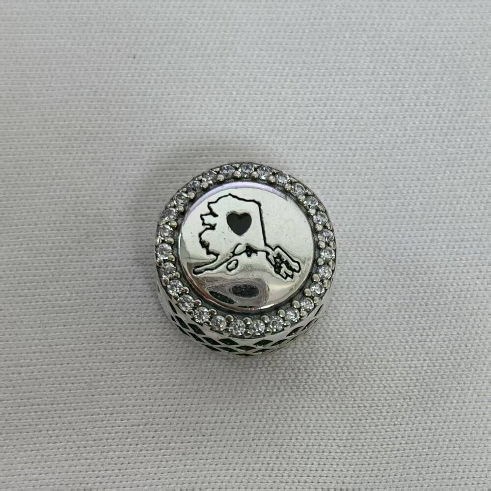 Pandora Alaska Map Charm Bead Charm, S925 Silver Jewelry